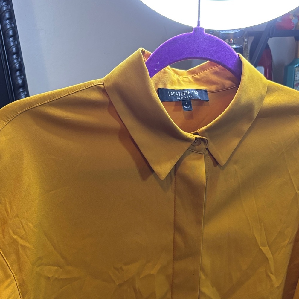Lafayette 148 New York Golden Dress Shirt women Dress blouse